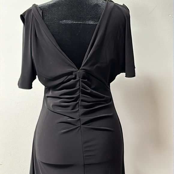 White House Black Market elegant slimming black midi dress size large. - Picture 9 of 11
